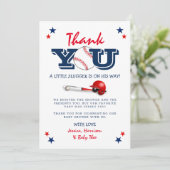 Klassische Baseball-Baby-Dusche Dankeskarte (Stehend Vorderseite)