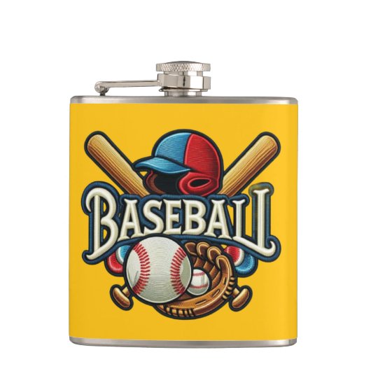 Klassische Baseball Essentials / Stilvolle Retro L Flachmann (Vorderseite)