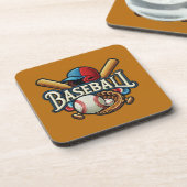 Klassische Baseball Essentials / Stilvolle Retro L Getränkeuntersetzer (Linke Seite)
