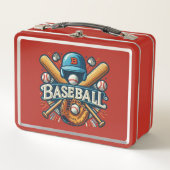 Klassische Baseball Essentials / Stilvolle Retro L Metall Brotdose (Vorderseite)