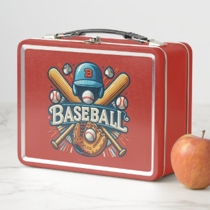 Klassische Baseball Essentials / Stilvolle Retro L Metall Brotdose