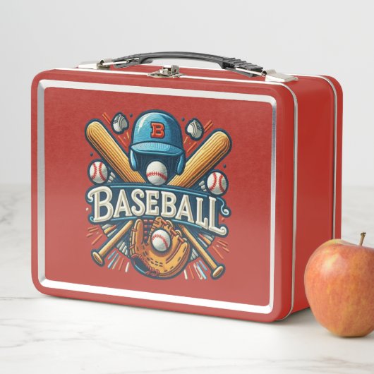 Klassische Baseball Essentials / Stilvolle Retro L Metall Brotdose (Beispiel)
