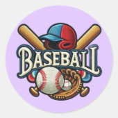 Klassische Baseball Essentials / Stilvolle Retro L Runder Aufkleber (Vorderseite)