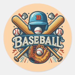 Klassische Baseball Essentials / Stilvolle Retro L Runder Aufkleber