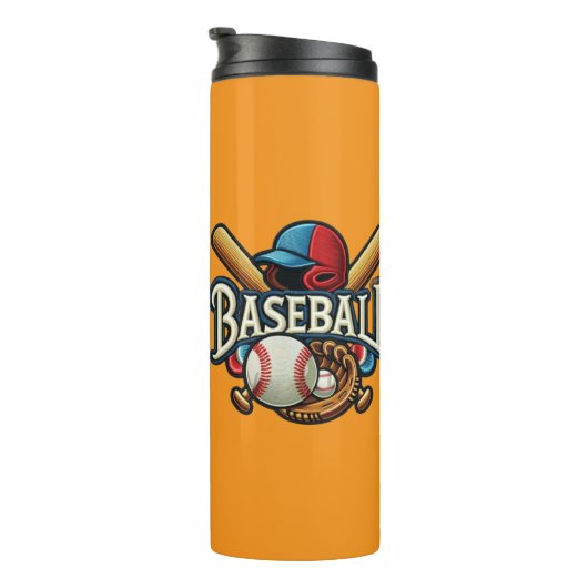 Klassische Baseball Essentials / Stilvolle Retro L Thermosbecher (Nach rechts gedreht)