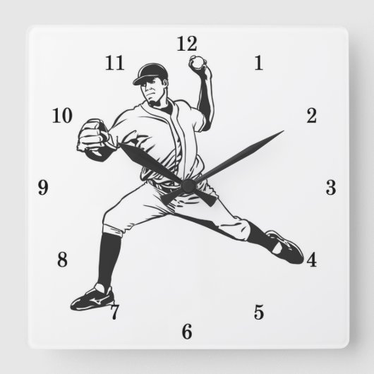 Klassische Baseballmauer Quadratische Wanduhr (Vorderseite)