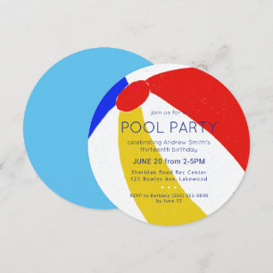 Klassische Beachball-Poolparty-Geburtstagsfeier Einladung