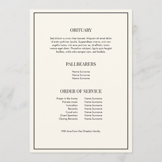 Klassische Beerdigung der Erinnerung Programm (Rückseite)