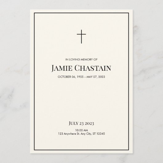 Klassische Beerdigung der Erinnerung Programm (Vorderseite)