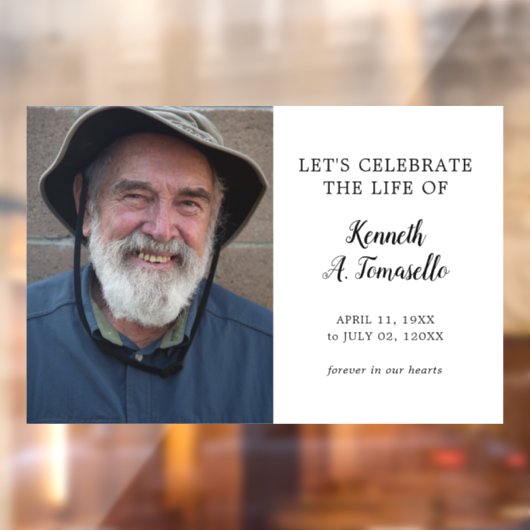 Klassische Beerdigungsfeier zum Foto des Lebens Fensteraufkleber (Blatt 2)