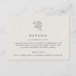 Klassische beige Details zu Botanischen Hochzeiten Begleitkarte