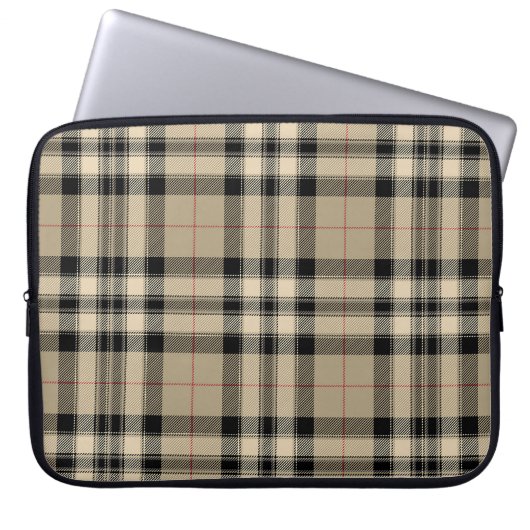 Klassische Beige Kariert Laptopschutzhülle (Vorderseite)