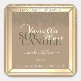 Klassische beige Produktverpackungsmarken Gold Fra Quadratischer Aufkleber