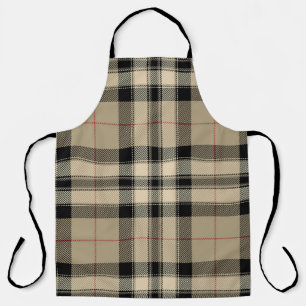 Klassische Beige + Schwarz Kariert Schürze