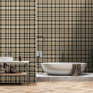 Klassische Beige + Schwarz Kariert Tapete