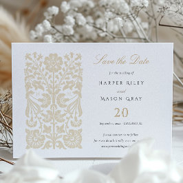 Klassische Beige und Elfenbeinflora Save the Date Einladung