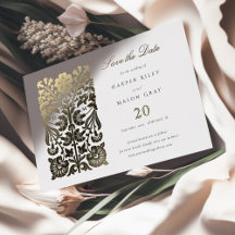 Klassische Beige und Elfenbeinflora Save the Date