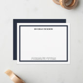 Klassische Beruflich Navy Blue Border Stationery Mitteilungskarte (Vorderseite/Rückseite Beispiel)