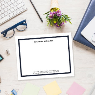 Klassische Beruflich Navy Blue Border Stationery Mitteilungskarte