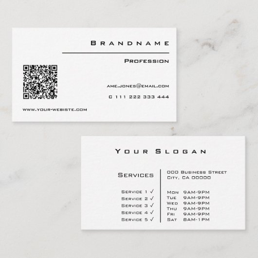 Klassische Berufliche QR-Klasse Visitenkarte (Vorne/Hinten)