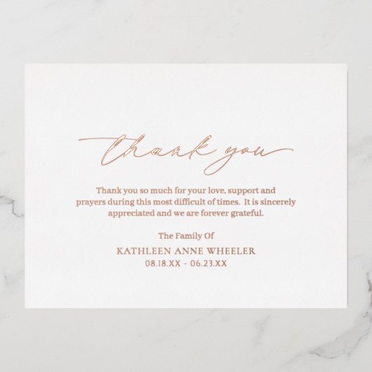 Klassische Bestattungskarte Folie Einladungspostkarte (Vorderseite)