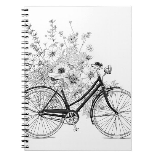 Klassische Bicycle Bloom Line Art Design Notizblock (Vorderseite)