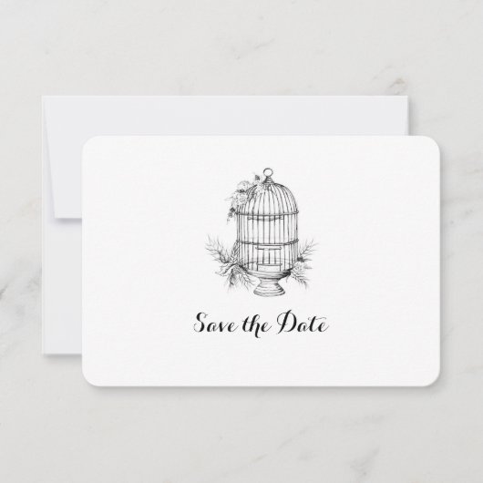 Klassische Birdcage Personalisierte Save the Date Einladung (Vorderseite)