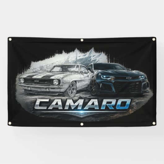 Klassische bis moderne Camaro-Muscle-Car-Evolution Banner (Horizontal)