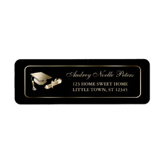 Klassische Black and Gold Graduate Address Labels