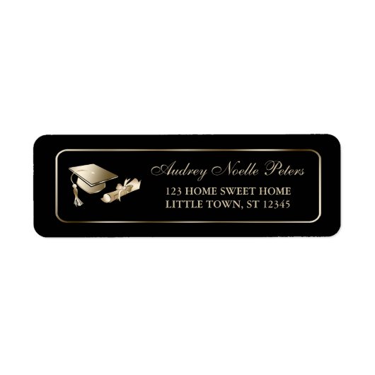 Klassische Black and Gold Graduate Address Labels (Vorne)