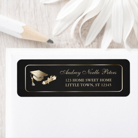 Klassische Black and Gold Graduate Address Labels (Insitu)