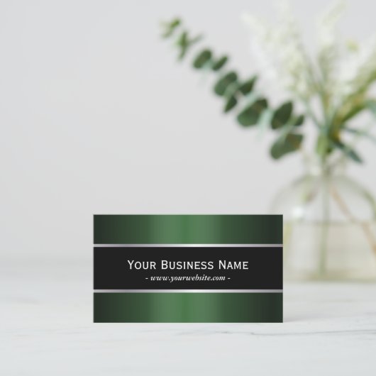 Klassische Black Belt Green Metallic Business Card Visitenkarte (Stehend Vorderseite)