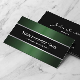 Klassische Black Belt Green Metallic Business Card Visitenkarte