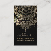 Klassische Black & Gold Mandala Earring Display Ca Visitenkarte (Rückseite)
