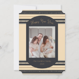 Klassische Black Gold Script New Year Card Einladung
