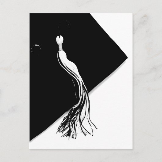 Klassische Black Graduation Cap und Tassel Postcar Ankündigungspostkarte (Vorderseite)