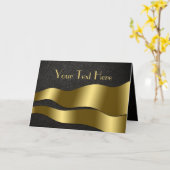 Klassische Black Leather und Gold Wave Grußkarte Karte (Gelbe Blume)