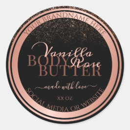 Klassische Black Product Packaging Labels Rose Gol Runder Aufkleber