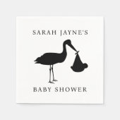 Klassische Black Stork Babydusche White Napkins Serviette (Vorderseite)
