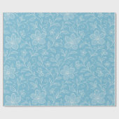 Klassische Blätter Blumenmuster auf blauem Blau Geschenkpapier (Flach)