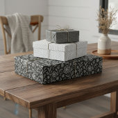 Klassische Blätter Blumenmuster auf Grau Schwarz