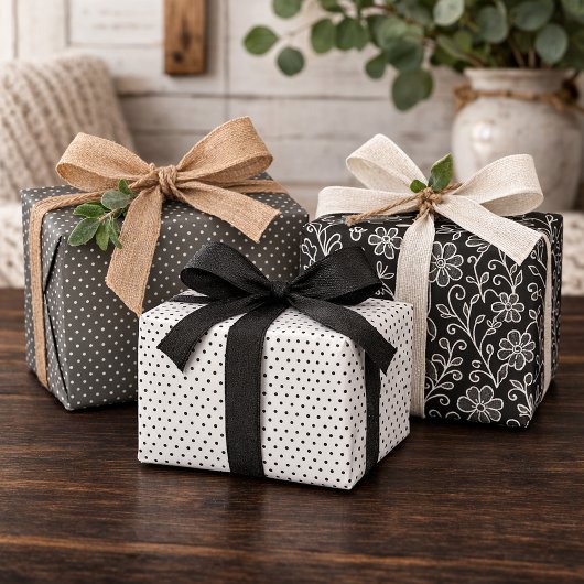 Klassische Blätter Blumenmuster auf Grau Schwarz