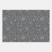 Klassische Blätter Blumenmuster auf Grau und Schwa (Vorderseite 2)