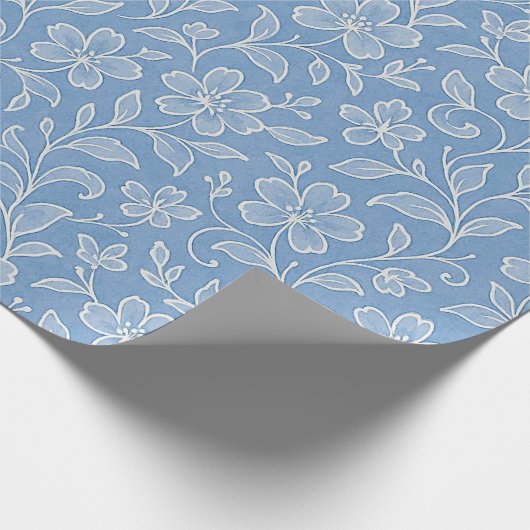 Klassische Blätter Blumenmuster auf hellblau Geschenkpapier (Ecke)