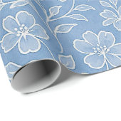 Klassische Blätter Blumenmuster auf hellblau Geschenkpapier (Rolleneckpunkt)