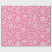 Klassische Blätter Blumenmuster auf Hot Pink Geschenkpapier (Flach)