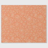 Klassische Blätter Blumenmuster auf Korallenorange Geschenkpapier (Flach)