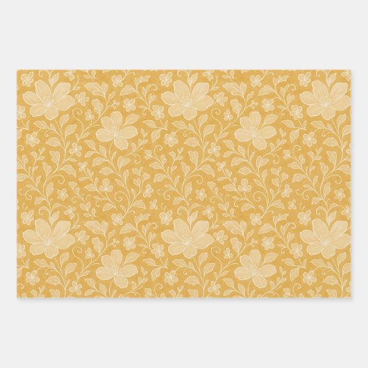 Klassische Blätter Blumenmuster auf Ockergelb (Vorderseite)