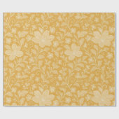 Klassische Blätter Blumenmuster auf Ockergelb Geschenkpapier (Flach)