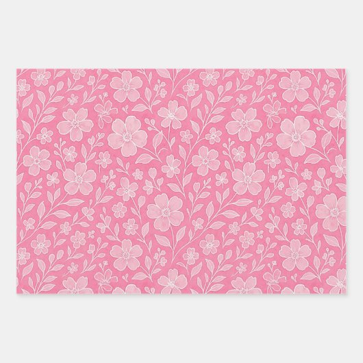 Klassische Blätter Blumenmuster auf Rosa Rosa (Vorderseite)